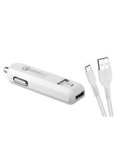 AVACOM CarMAX 2 nabíječka do auta 2x Qualcomm Quick Charge 2.0, bílá barva (micro USB kabel)