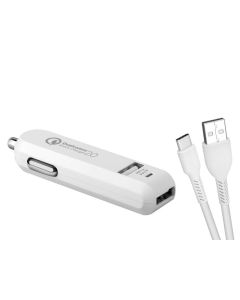 AVACOM CarMAX 2 nabíječka do auta 2x Qualcomm Quick Charge 2.0, bílá barva (USB-C kabel)