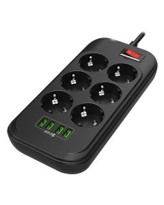 COLORWAY Prodlužovací napájecí přívod/ 6x Schuko/ 4x USB 5V / kabel 2m
