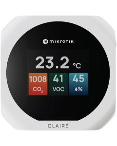 MikroTik CLAIRÉ Lite, senzory CO2, teploty a vlhkosti, displej 2", podpora Matter i Thread, bílé