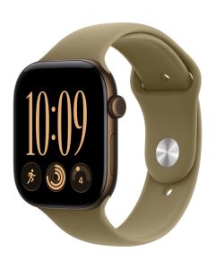 Apple Watch Series 12 46mm tmavě bronzový hliník s olivovým sportovním řemínkem - S/M