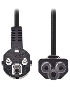NEDIS napájecí kabel/ Typ F Zástrčka - IEC-320-C5/ přímý/ úhlový/ trojlístek/ černý/ bulk/ 2m