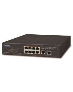 Planet FSD-1008HP PoE switch 10x 100Mb, 8xPoE 802.3at 30W/120W, VLAN, extend mód 10Mb/s do 250m, fanless