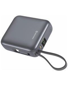 Swissten Power Bank Space 10000 mAh, 35W S Integrovaným Kabelem USB-C Stříbrná