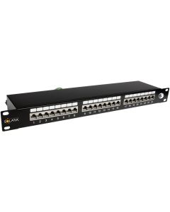 Solarix Patch panel 24 x RJ45 CAT6 STP černý 1U