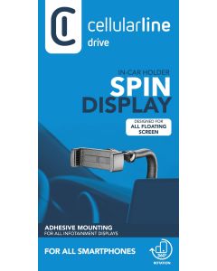 Univerzální držák Cellularline Spin Display k upevnění na displej automobilu, černý