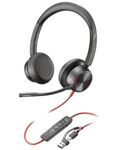 Poly Blackwire 8225 Stereo USB-C Headset +USB-C/A Adapter