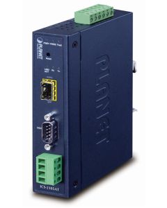 Planet průmyslový konvertor RS-232/422/485 na IP, 1x COM, 1x 100Base-FX/SFP, 9-48VDC, -40~+75°C, IP30, SNMP+Telnet