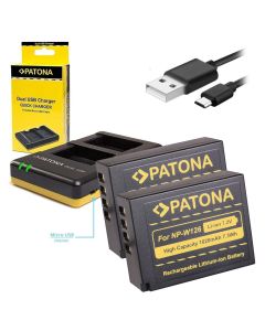 PATONA nabíječka Foto Dual Quick Fuji NP-W126 + 2x baterie 1020mAh USB