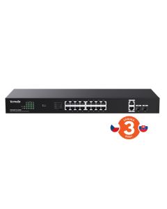 Tenda TEG1120P-16-250W PoE+ Gigabit switch 16x 1Gb/s PoE+ 802.3af/at + 2x SFP + 2x RJ45, 230W, Rack
