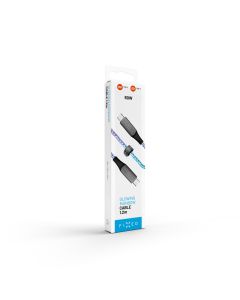 Svítící nabíjecí kabel FIXED s konektory USB-C/USB-C a podporou PD, 1,2 metr, 60W, duhový