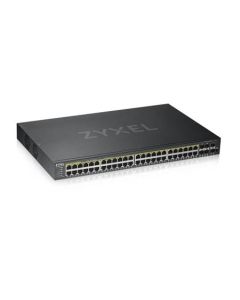 Zyxel GS1920-48HPv2, 50 Port Smart Managed PoE Switch 44x Gigabit Copper PoE and 4x Gigabit dual pers., hybrid mode, standalone 
