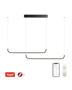 IMMAX NEO PATTINI Smart závěsné svítidlo dvojité 160-280cm, 53W, 3640lm černé Zigbee 3.0, TUYA