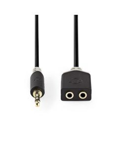 Nedis CABW22100AT02 - Stereofonní Audio Kabel | 3,5mm Zástrčka - 2× 3,5mm Zásuvka | 0,2 m | Antracit