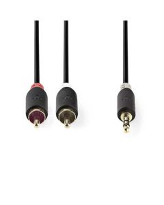 Nedis CABW22200AT100 - Stereofonní Audio Kabel | 3,5mm Zástrčka - 2x RCA Zástrčka | 10 m | Antracit
