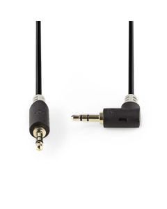 Nedis CABW22600AT10 - Stereofonní Audio Kabel | 3,5mm Zástrčka - 3,5mm Úhlová Zástrčka | 1 m | Antracit