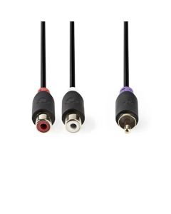 Nedis CABW24010AT02 - Kabel pro Subwoofer | RCA Zástrčka - 2x RCA Zásuvka | 0,2 m | Antracit