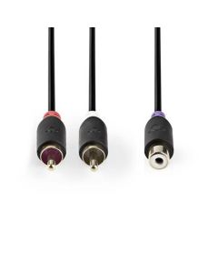 Nedis CABW24020AT02 - Kabel pro Subwoofer | 2x RCA Zástrčka - RCA Zásuvka | 0,2 m | Antracit