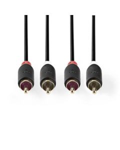 Nedis CABW24200AT30 - Stereofonní Audio Kabel | 2x RCA Zástrčka - 2x RCA Zástrčka | 3 m | Antracit