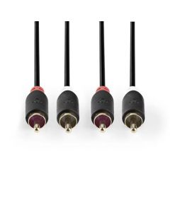 Nedis CABW24200AT50 - Stereofonní Audio Kabel | 2x RCA Zástrčka - 2x RCA Zástrčka | 5 m | Antracit