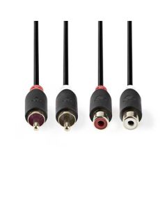 Nedis CABW24205AT20 - Stereofonní Audio Kabel | 2x RCA Zástrčka - 2x RCA Zásuvka | 2 m | Antracit