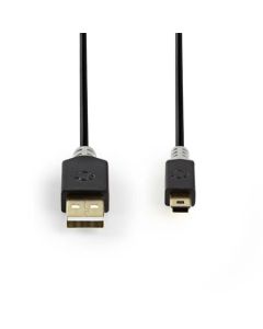 Nedis CCBW60300AT20 - USB 2.0 kabel | A Zástrčka - Mini 5-Pin Zástrčka | 2 m | Antracit