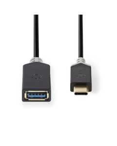 Nedis CCBW61710AT015 - USB 3.0 Kabel | Typ-C Zástrčka - A Zásuvka | 0,15 m | Antracit