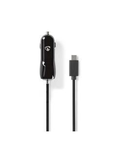 Nedis CCHAC300ABK - Nabíječka do Auta 12/24V | 3,0 A | Pevný kabel | USB-C™ | Černá barva