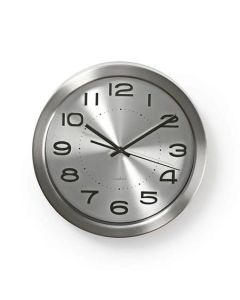 Nedis CLWA010MT30SR - Kulaté Nástěnné Hodiny | Průměr 30 cm | Nerez ocel