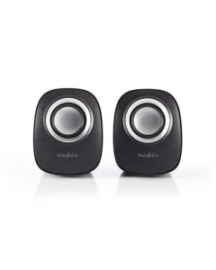 Nedis CSPR10020BK - PC reproduktor | 2 | 12 W | Jack 3,5 mm | Černá / Stříbrná