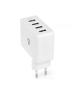 Nedis WCHAU481AWT - Síťová nabíječka | 4.8 A | 4 výstupy | USB-A | Bílá barva