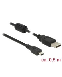 Delock Kabel USB 2.0 Typ-A samec > USB 2.0 Mini-B samec 0,5 m černý