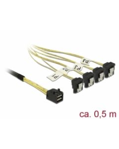 Delock Kabel Mini SAS HD SFF-8643 > 4 x SATA 7 Pin pravoúhlý 0,5 m