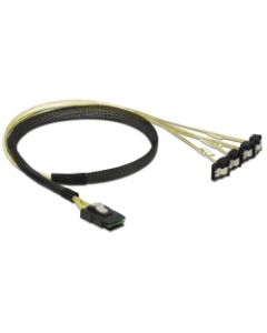 Delock Kabel Mini SAS SFF-8087 > 4 x SATA 7 pin samice 90° pravoúhlý 0,5 m