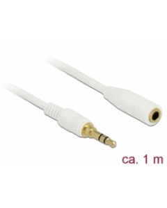 Delock Stereo Jack prodlužovací kabel 3,5 mm 3 pin samec na samici 1 m bílá