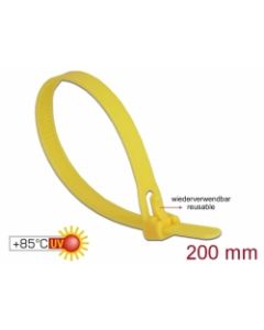 Delock Kabelové stahovací pásky pro opakované použití tepelne odolné D 200 x Š 7,5 mm 100 kusu žlutá