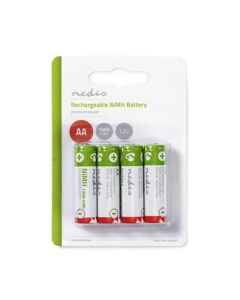 Nedis BANM13HR64B - Dobíjecí Ni-MH Baterie AA | 1.2 V | 1 300 mAh | 4 kusy | Blistr