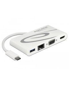 Delock USB Type-C™ 3.1 Dokovací stanice HDMI 4K 30 Hz + VGA + LAN + USB PD