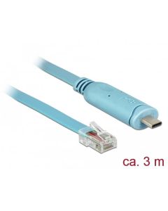 Delock Adaptér USB 2.0 Typ-C samec > 1 x Serial RS-232 RJ45 samec 3,0 m modrý