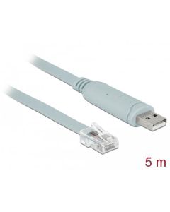 Delock Adapter USB 2.0 Type-A male > 1 x Serial RS-232 RJ45 male 5.0 m grey