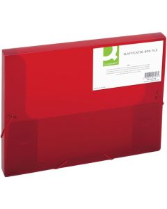 Box na spisy Q-C A4 s gumič, transp. červená 2,5cm