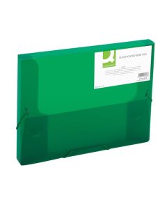 Box na spisy Q-C A4 s gumič, transp. zelená 2,5cm