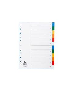 Plast.rozlišovače Q-Connect-A4,bar.okraj.,12 listů