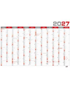 Nástěnný roční kalendář 2027 - B1, červený