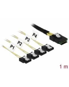 Delock Kabel Mini SAS SFF-8087 > 4 x SATA 7 pin 1 m kovový