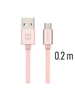 SWISSTEN DATA CABLE USB / MICRO USB TEXTILE 0,2M PINK