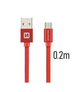 SWISSTEN DATA CABLE USB / MICRO USB TEXTILE 0,2M RED