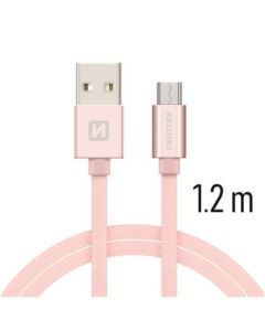 SWISSTEN DATA CABLE USB / MICRO USB TEXTILE 1,2M PINK