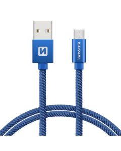 SWISSTEN DATA CABLE USB / MICRO USB TEXTILE 2,0M BLUE