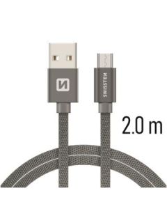 SWISSTEN DATA CABLE USB / MICRO USB TEXTILE 2,0M GREY